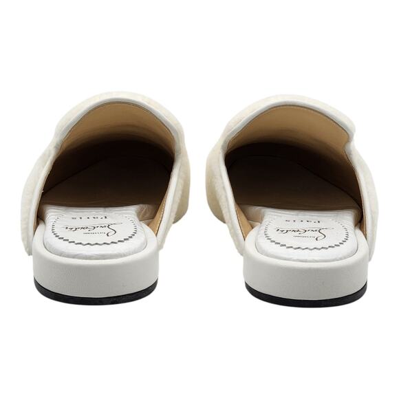 Christian Louboutin Navy Coolito Donna Flat White Boa Logo Mules EU 38 US 8 - Picture 5 of 8